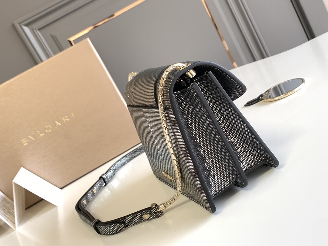 Bvlgari Serpenti Forever Crossbody Bag in Black Snake Skin